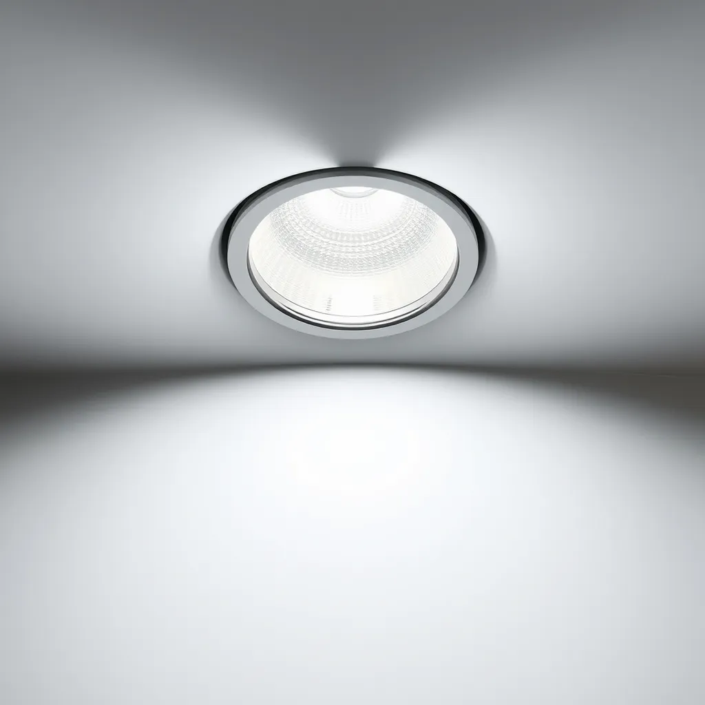 A white recessed ceiling spotlight fixture