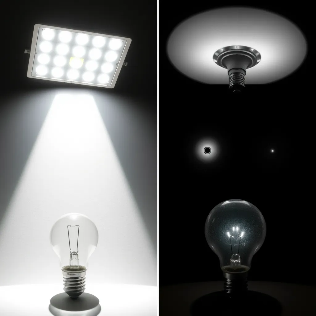 Visualizing light directionality differences between LED and HPS