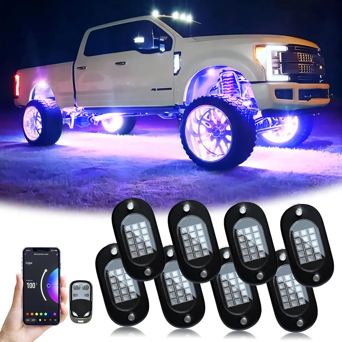 YiLaie Rock Lights for Trucks, 8 Pods RGB LED Rock Lights with APP.jpg