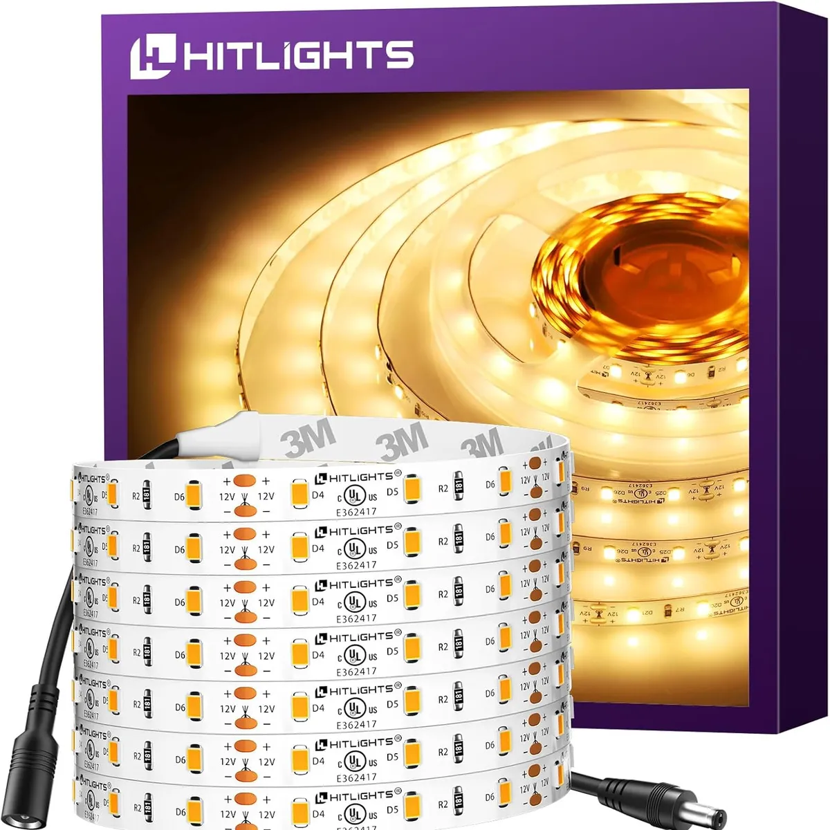 HitLights LED Strip Lights Warm White 3000K (16.4ft)
