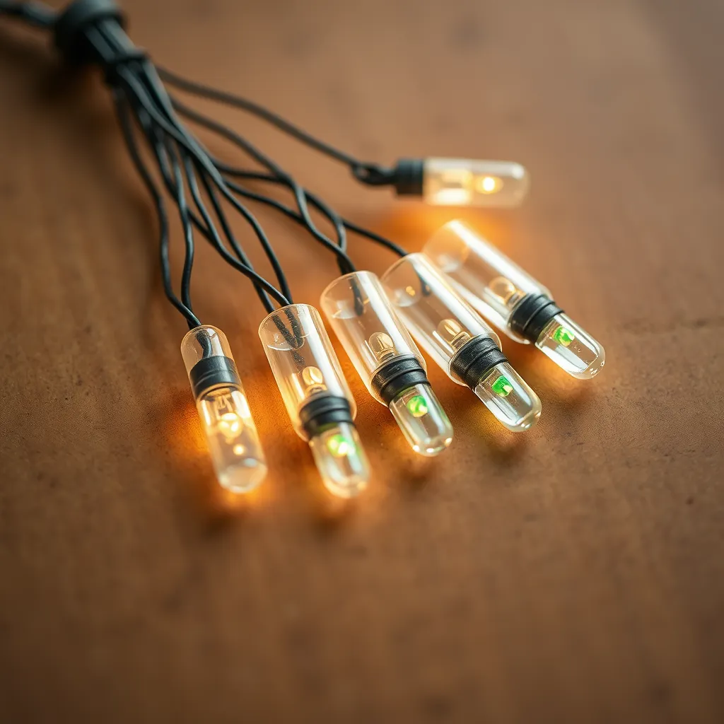 Two small glass replacement fuses for an LED light string plug