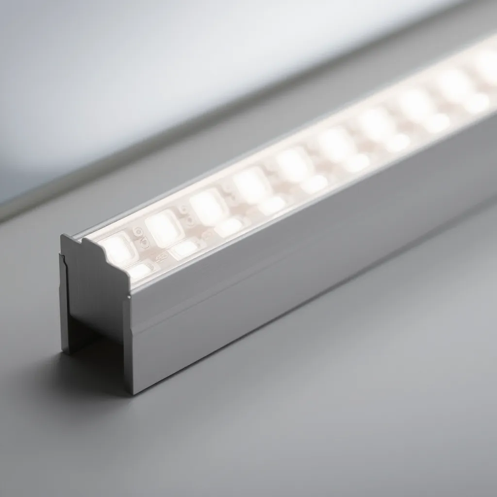 Aluminum LED profile with a frosted cover mounted to a surface