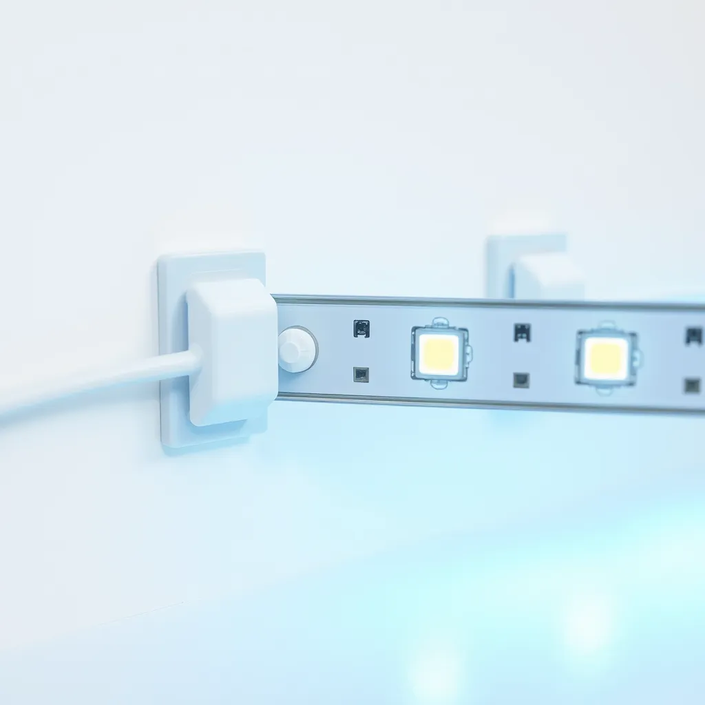 Clear plastic mounting clips screwed into a wall to secure LED strips