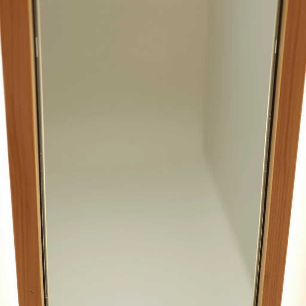 Close-up of LED strip installation on the back of a mirror frame