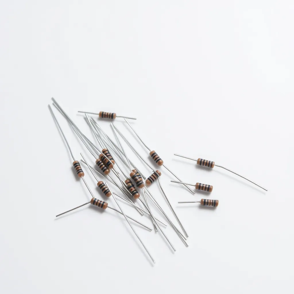 Assorted electronic resistors for LED projects.