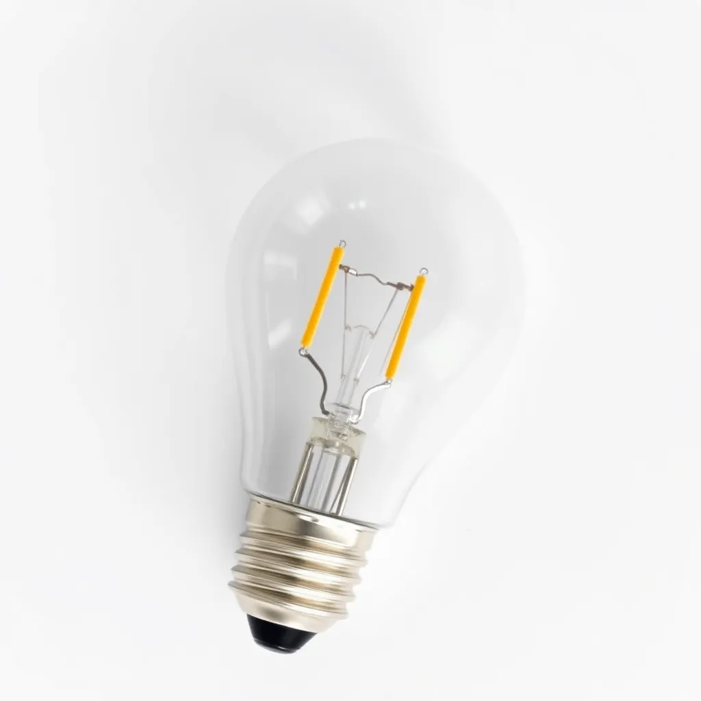 A sleek, modern LED light bulb resting on a clean white background.