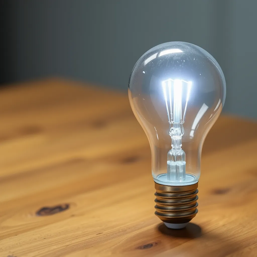 A close-up of a single durable plastic LED Christmas light bulb.