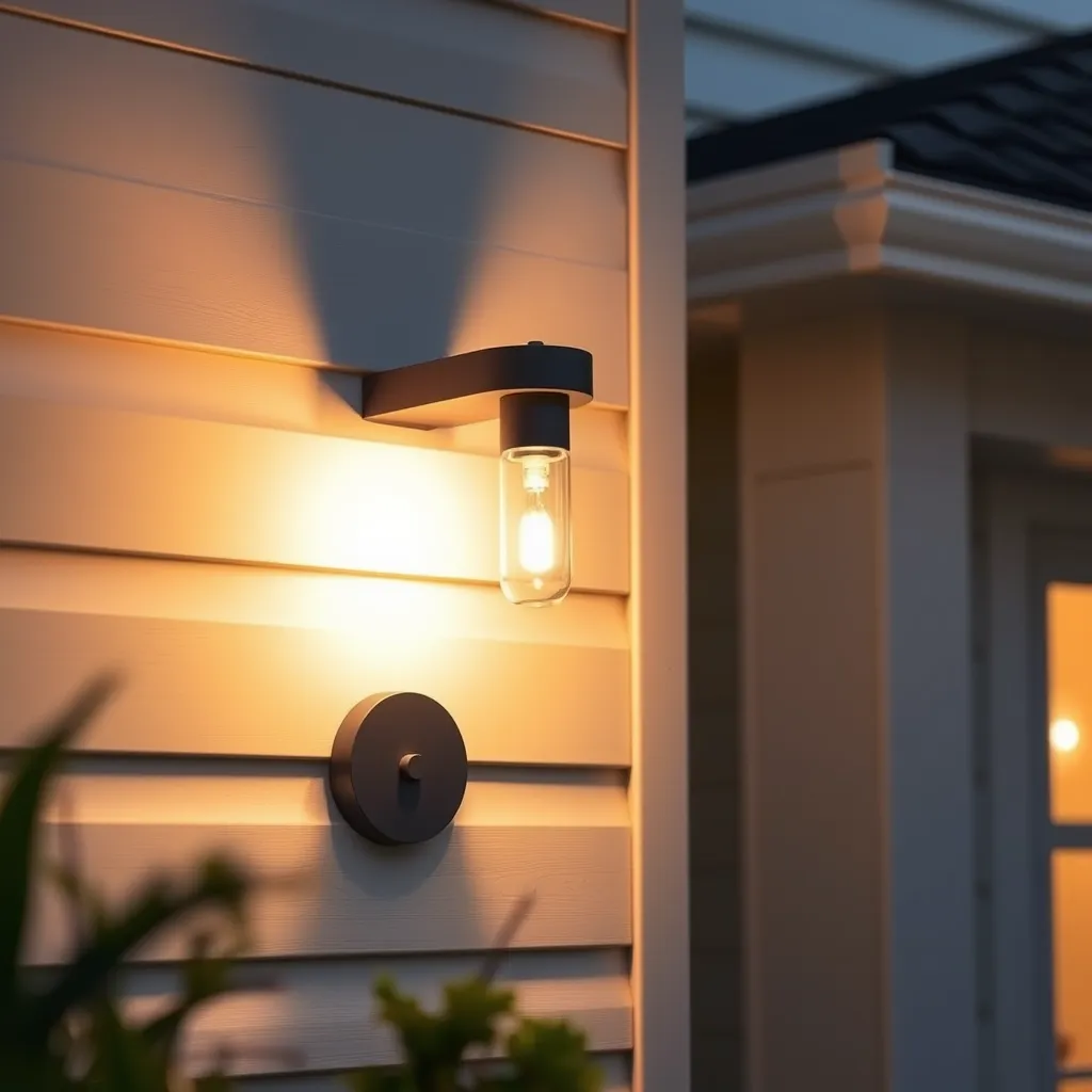 A stylish, modern outdoor wall sconce designed to direct light downwards, minimizing light spill and insect attraction